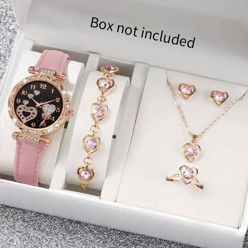 cross-border hot women‘s watch set sophisticated women‘s belt watch fashionable wristwatch fashionable heart-shaped accessories
