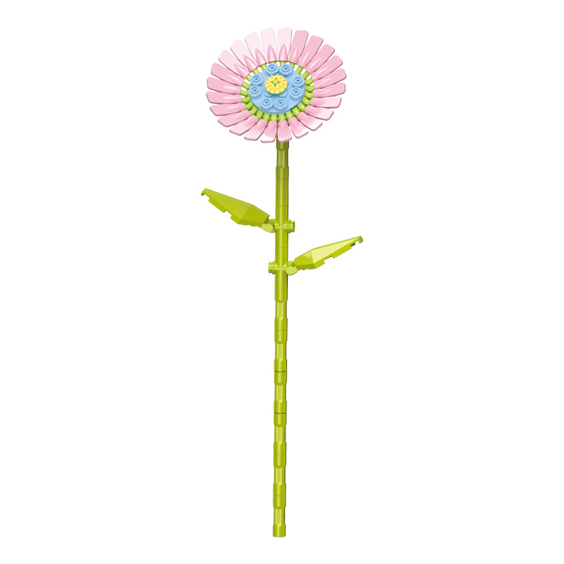 Compatible transfronterizo rosa imortalidad ramo de flores de bloques altos Día de San Valentín Día de los maestros Juguetes de ensamblaje de puzzle hechos a mano