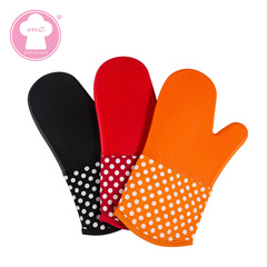 Round white dot honeycomb two-finger silicone lined padded gloves, baking silicone microwave oven gloves, oven heat insulation gloves