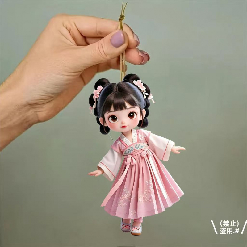 Colgante nuevo estilo antiguo vestido de estilo chino lindo acrílico llavero lindo vestido antiguo bolso de niña colgante pequeño image 12
