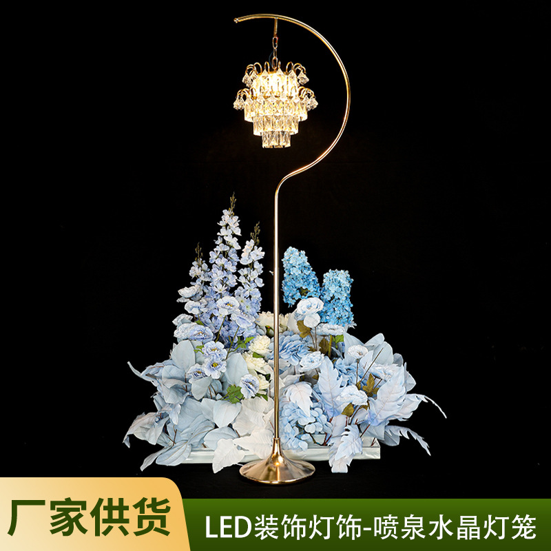 Accesorios de boda hierro forjado fuente de cristal linterna de cristal bloque de lámpara de suelo guía de boda europea decoración ornamentos