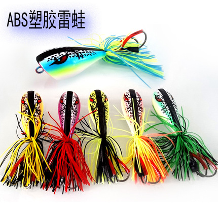 Thunder frog ABS hard frog with double -hook fake bait Luya freshwater fake bait anti -hanging grass black fish and black fish fishing Facebook six colors