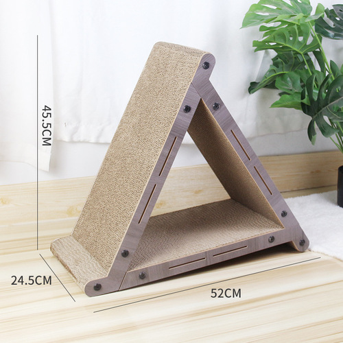 New wholesale vertical triangular cat scratching board density board wooden cat nest corrugated paper scratch-resistant cat toy