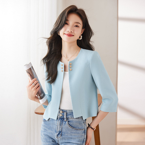 Chinese style short coat for women petite 2024 spring and summer new Chinese style versatile small fragrance style suit skirt