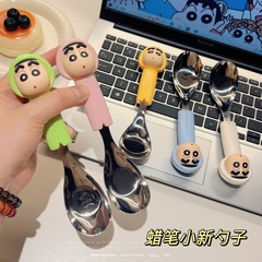 蜡笔小新联名儿童勺子304不锈钢西瓜勺大号吃饭汤勺调羹家用可爱