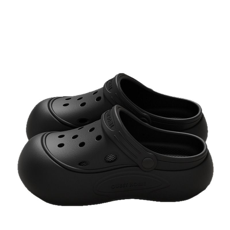 Puff Croc Shoes Dame 2025 Ny sommer Baotou tyk sål Anti-Slip hjemme indendørs og udendørs strandtøfler ved havet