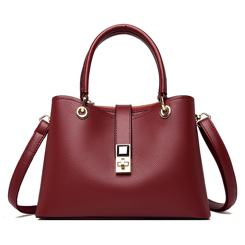 Quality capacious demi-season retro solid color handheld…