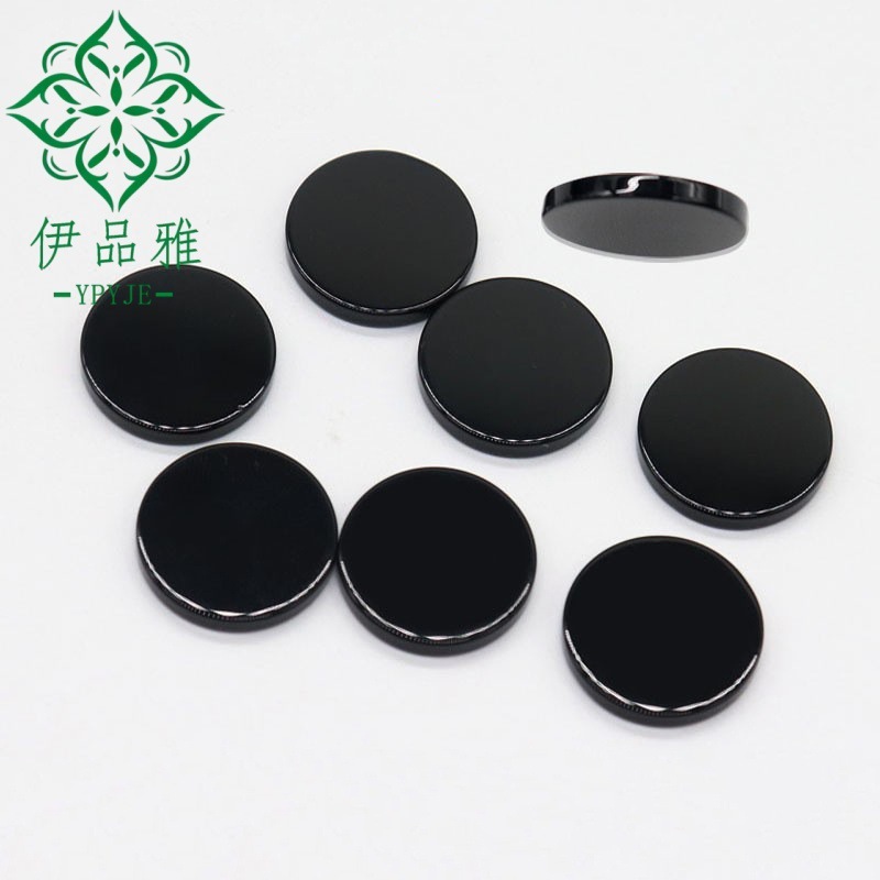 Factory natural round slice black agate gem round 2mm bare stone jewelry accessories black round black agate