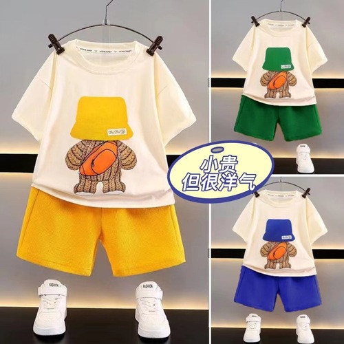  new summer boys' suits, handsome short-sleeved T-shirts, boys, children and babies, street casual sports shorts