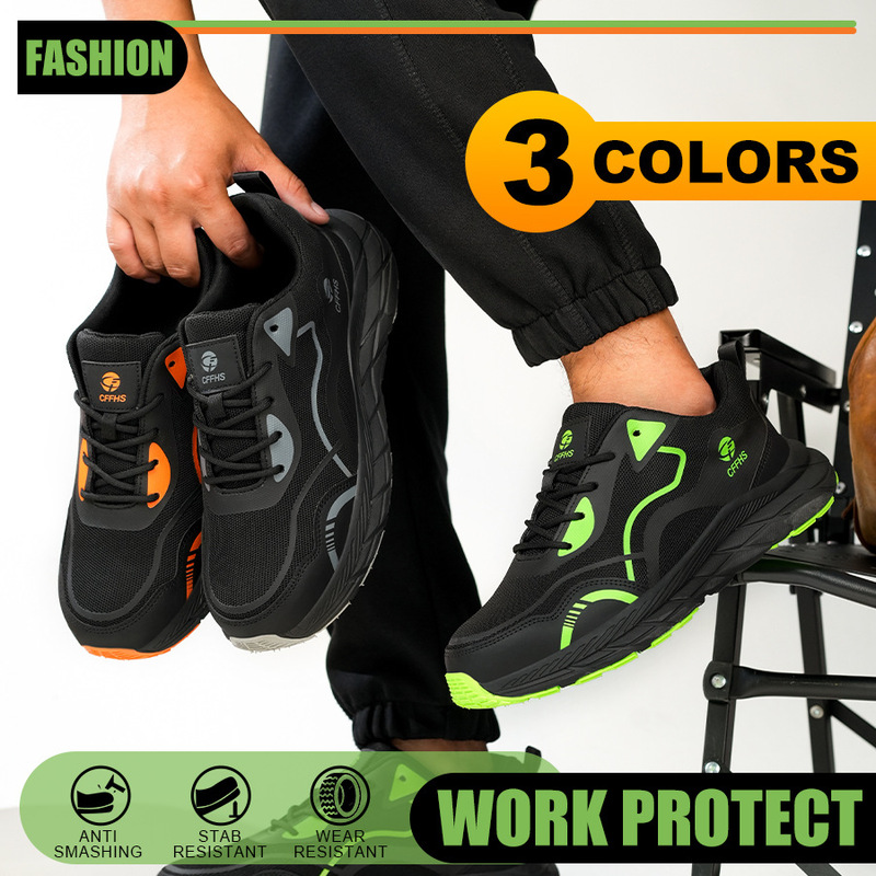 Men's Anti-Injury Shoes with Steel Toe, Anti-Drill and Pressure-Resistant Design with Rotating Button for Outdoor Workers