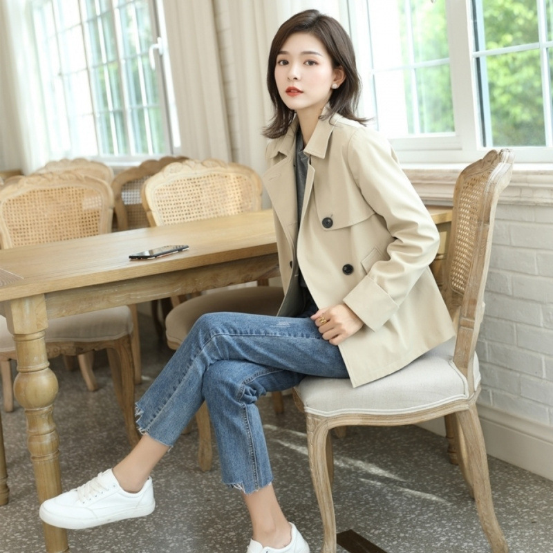 小个子外套女2025春秋新款风衣短款休闲百搭150气质宽松显瘦|undefined