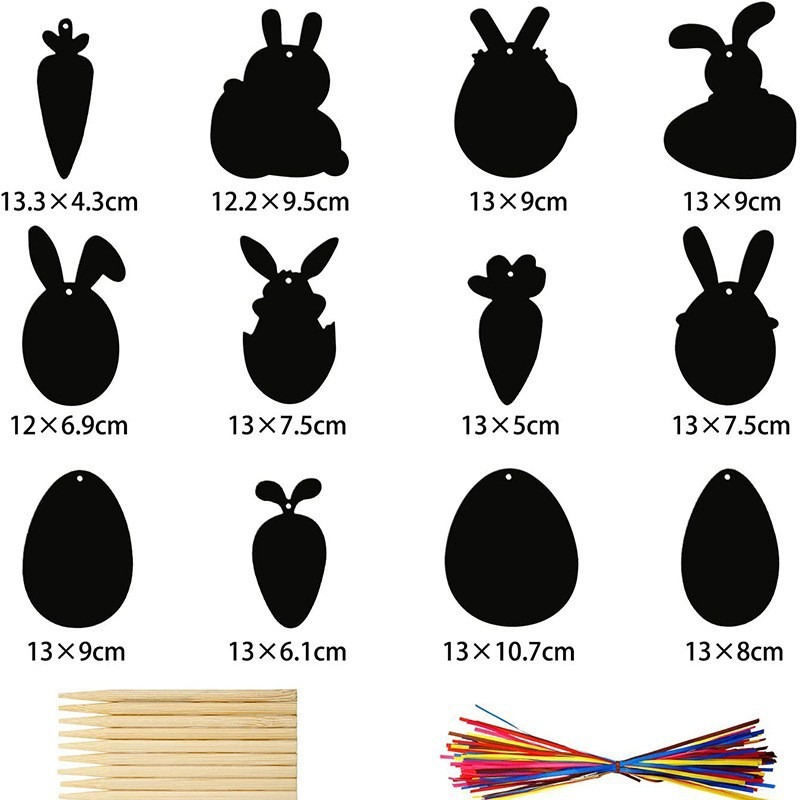 Los niños de la fábrica de comercio exterior rasguño especial-en forma de rasguño pintura papel de rasguño colorido Pascua colgando arte pintura papel al por mayor
