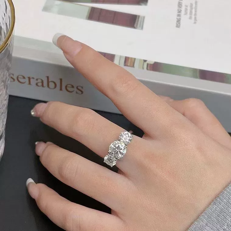 Кольцо с райским камнем-«голубь» яйцо, женское, три diamonds, четырехзубчатое крепление, 18K ромовый алмазный кольцо цвета D, предложение кольцо, три жизни, три мира, алмазное кольцо