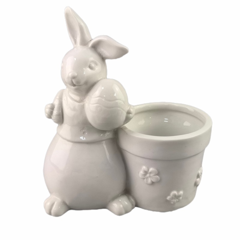 Cerámica blanca pura porcelana cruzada Europa y América porcelana blanca botella de flores regalos de animales carnosos hechos a mano pura moderna y simple