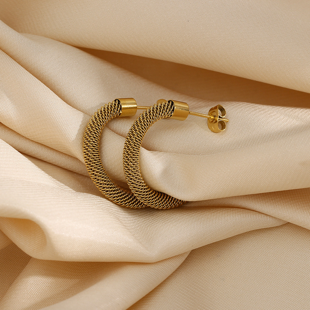 Lady Geometric Stainless Steel Hoop Earrings Plating Stainless Steel Earrings