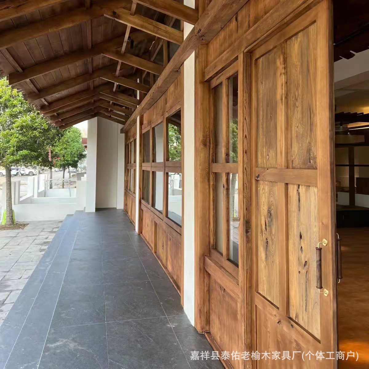 新中式老榆木进户门酒店民宿单开门仿古庭院进户门老式咖啡店门