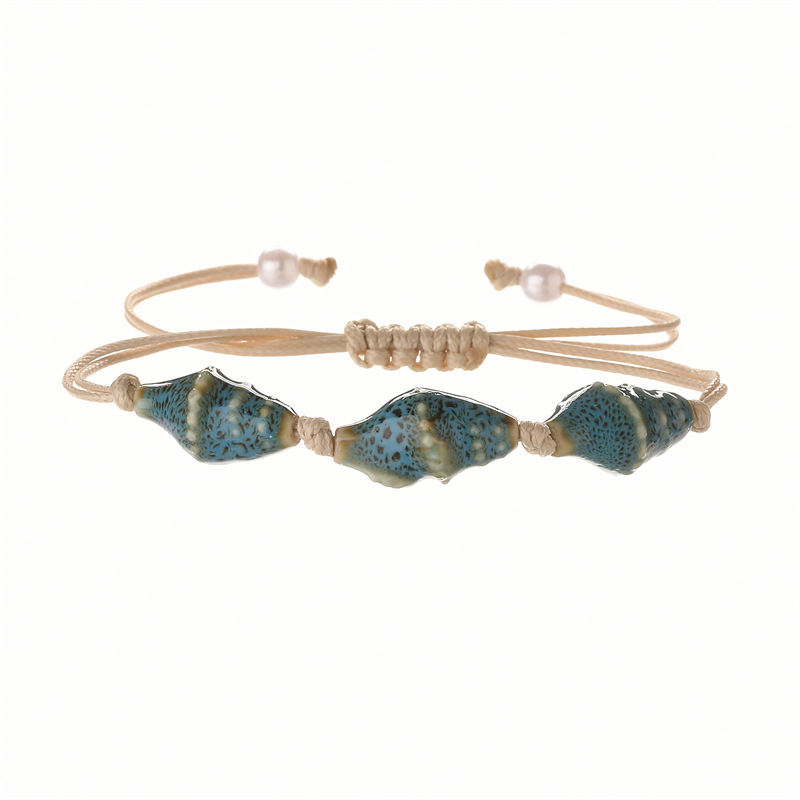 Pulsera de cerámica de caracola pequeña de color europeo y americano transfronterizo, accesorios para niñas frescos y versátiles, pulseras con cuentas, stock de fabricantes