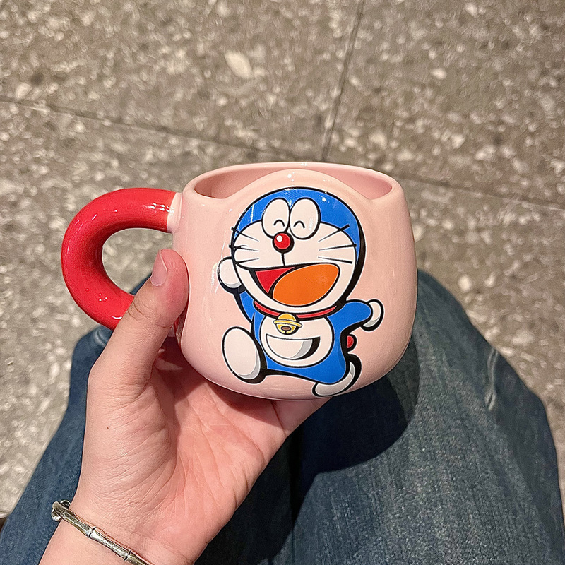 哆啦A梦正版授权马克杯高颜值可爱陶瓷杯子喝水杯咖啡早餐杯儿童|undefined
