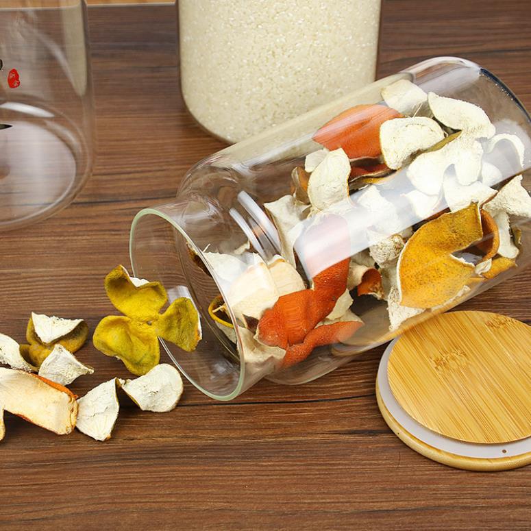 Frasco sellado de vidrio transparente con tapa té mandarina cáscara frasco de almacenamiento de grano botella de almacenamiento hogar tarro de té