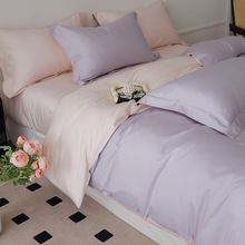 甄选100支精梳新疆长绒棉贡缎四件套轻奢简约纯棉床单被套三件套4