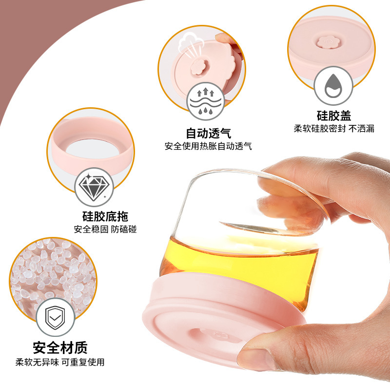 跨境亚马逊高硼硅玻璃水瓶硅胶盖防漏密封果酒瓶1000ml茶水饮料瓶|undefined