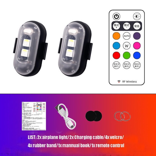Wireless remote control aircraft light car motorcycle universal colorful flash warning light drone pilot light charging