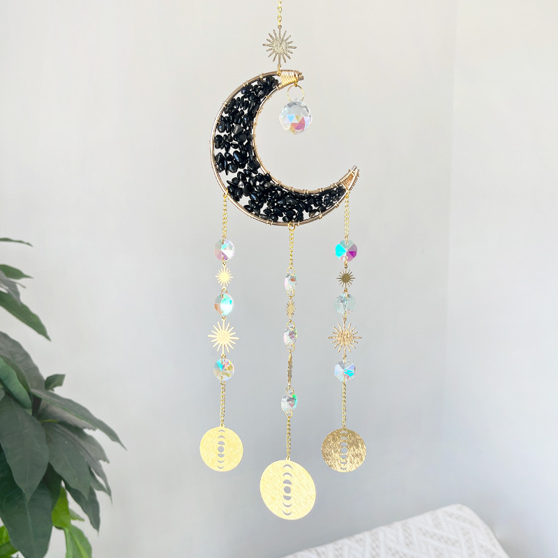 Simple Style, Classic Style Style Simple Style Classic Style Geometric Star Moon Crystal Metal Suncatcher Wind Chime Wall Art