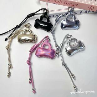 New Hand-Sewn Small Bag Pendant Creative DIY Leather Cotton-Filled Small Bag Pendant Exquisite Braided Rope Pu Small Bag Keychain