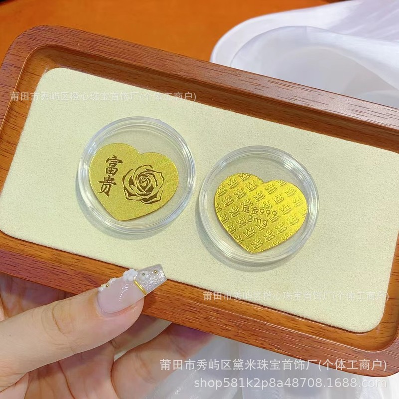 足金手机贴2mg新款足手工玫瑰花有钱花马上桃花创意活动礼品批发|undefined