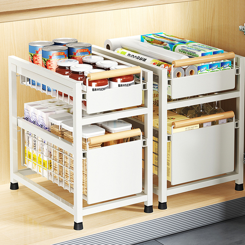 Estante de almacenamiento del Gabinete estante de almacenamiento del fregadero de la cocina multifuncional tazón plato condimento almacenamiento extraíble organizador en capas rack