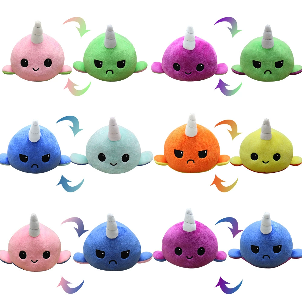 Изготовленная на заказ двухсторонняя кукла флип сердитый КИТ кукла Нарвал плюшевая игрушка флип Маппет дети трансграничный