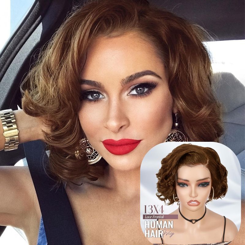 Cross-Border European and American Wigs, Real Hair Short Wigs, 13X4 Lace Front Short Pixie Cut Wigs