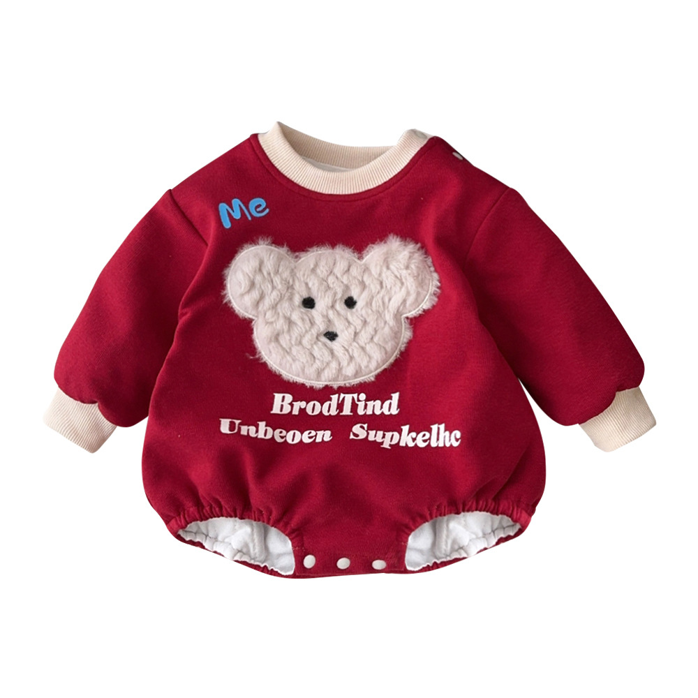 Ropa de bebé otoño e invierno mamelucos triangulares ropa de bebé más mono de terciopelo