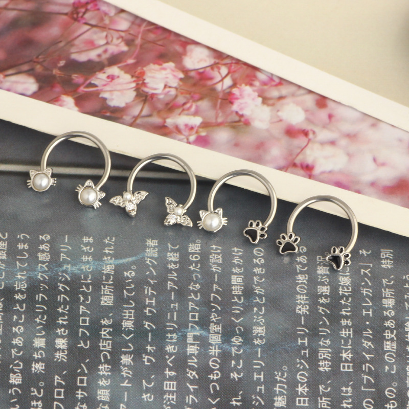 Stainless Steel Open C-Shaped Nose Ring Ear Bone Ring Star Design Body Piercing Jewelry detail image 7