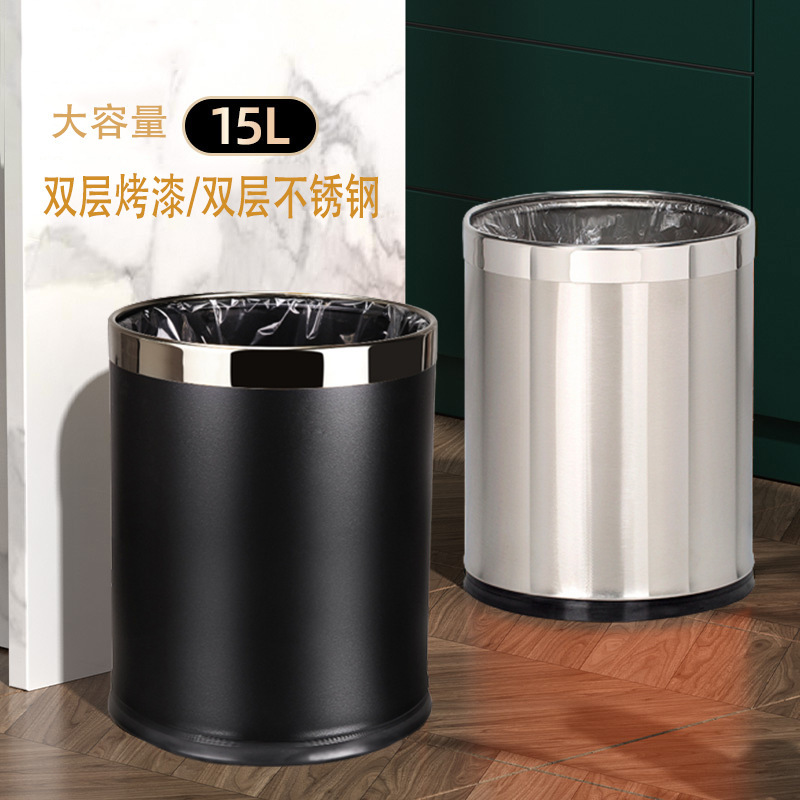 Stainless steel trash can household kitchen living room toilet bathroom large bedroom hotel paint bucket office Commercial use