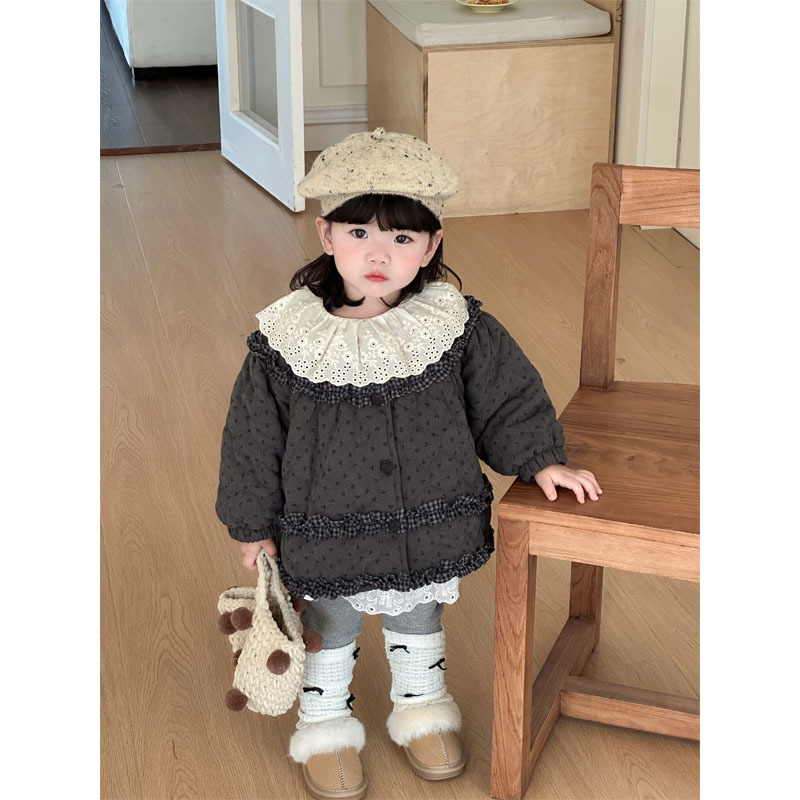 童装女童新款韩版碎花圆领棉袄 儿童ins风娃娃衫外套夹棉保暖上衣