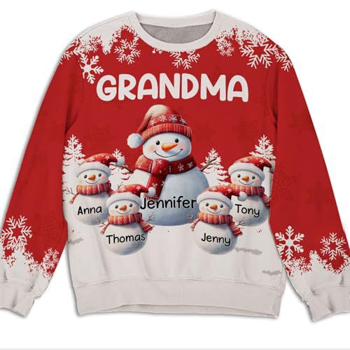 2025 Cross-Border Amazon Autumn and Winter Women's New Christmas Snowman Snow Heap Print Women's Round Neck Sweatshirt