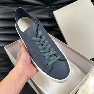 European and American 2025 New Sneakers Men's Shoes Genuine Leather Versatile British Men's Casual Flats Fashion Lace-Up Spring and Autum