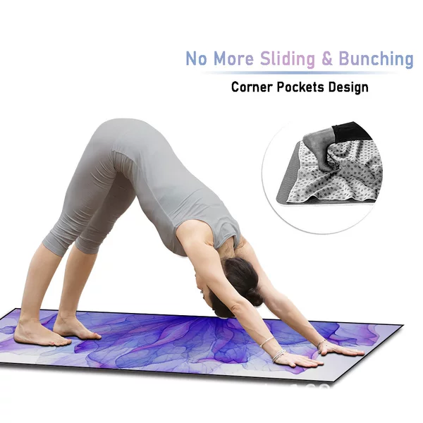 Transparent Petals Printing Non-slip Yoga Pavement Towel Fitness Yoga Blanket Yoga Towel Thickened Sweat Absorbing Yoga Mat Towel Wholesale