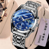 Waterproof swiss watch, calendar, fashionable sports steel belt, quartz watches, Korean style, genuine leather