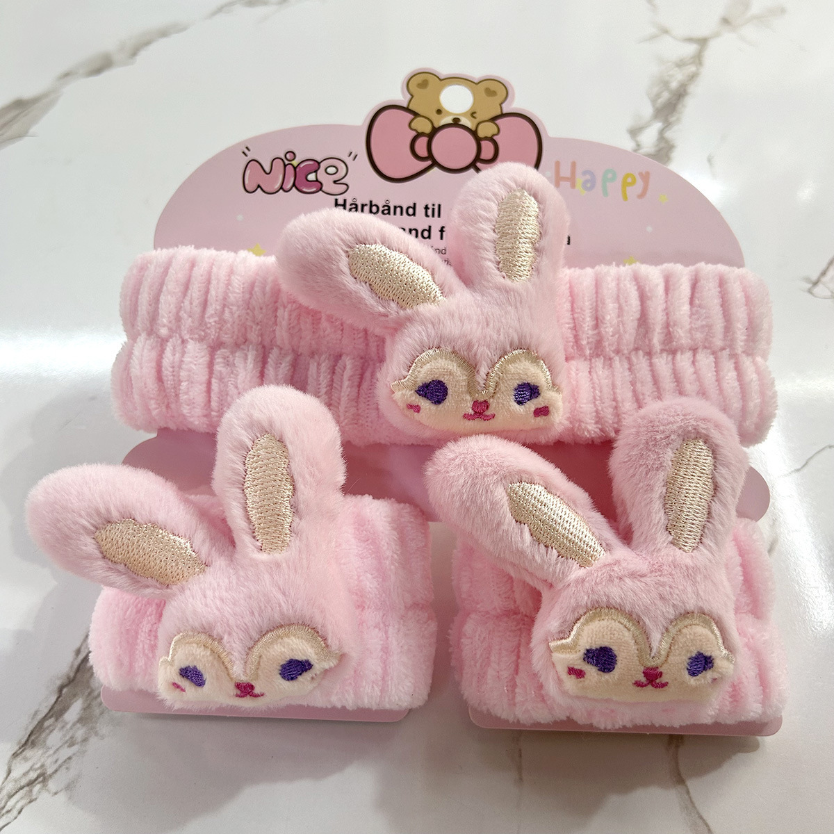 Banda de cabello de moda con tarjeta de papel dulce decoración de animales pequeños de peluche de lavado banda de cabello de dibujos animados correa de muñeca tridimensional