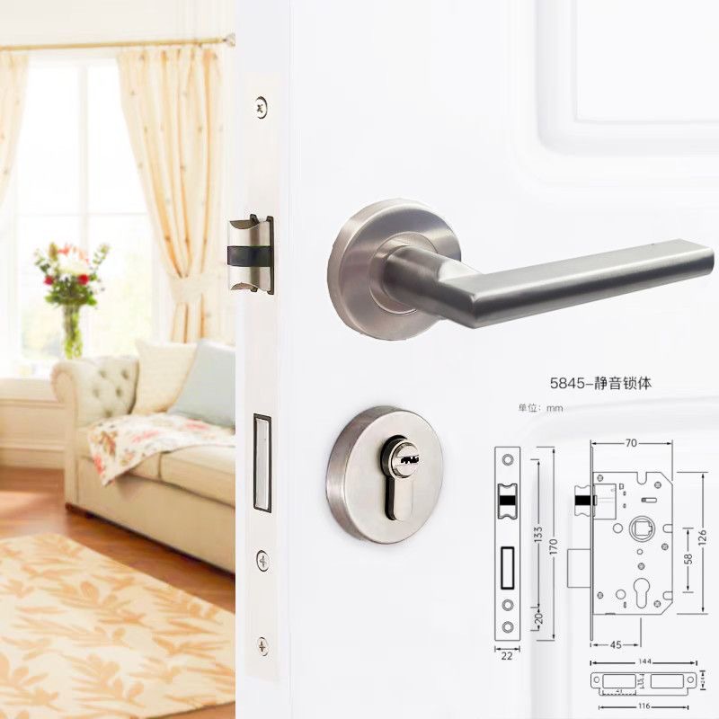 Círculo split simple cerradura de la puerta de madera dormitorio interior cerradura de la puerta magnética mudo negro universal manija de la puerta