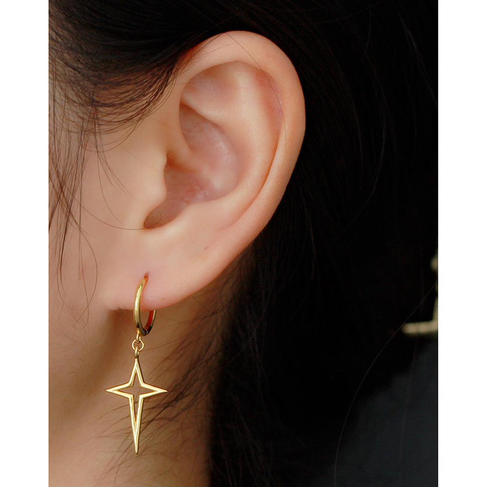 1 Pair Simple Style Star Plating Hollow Out Sterling Silver Drop Earrings display picture 3