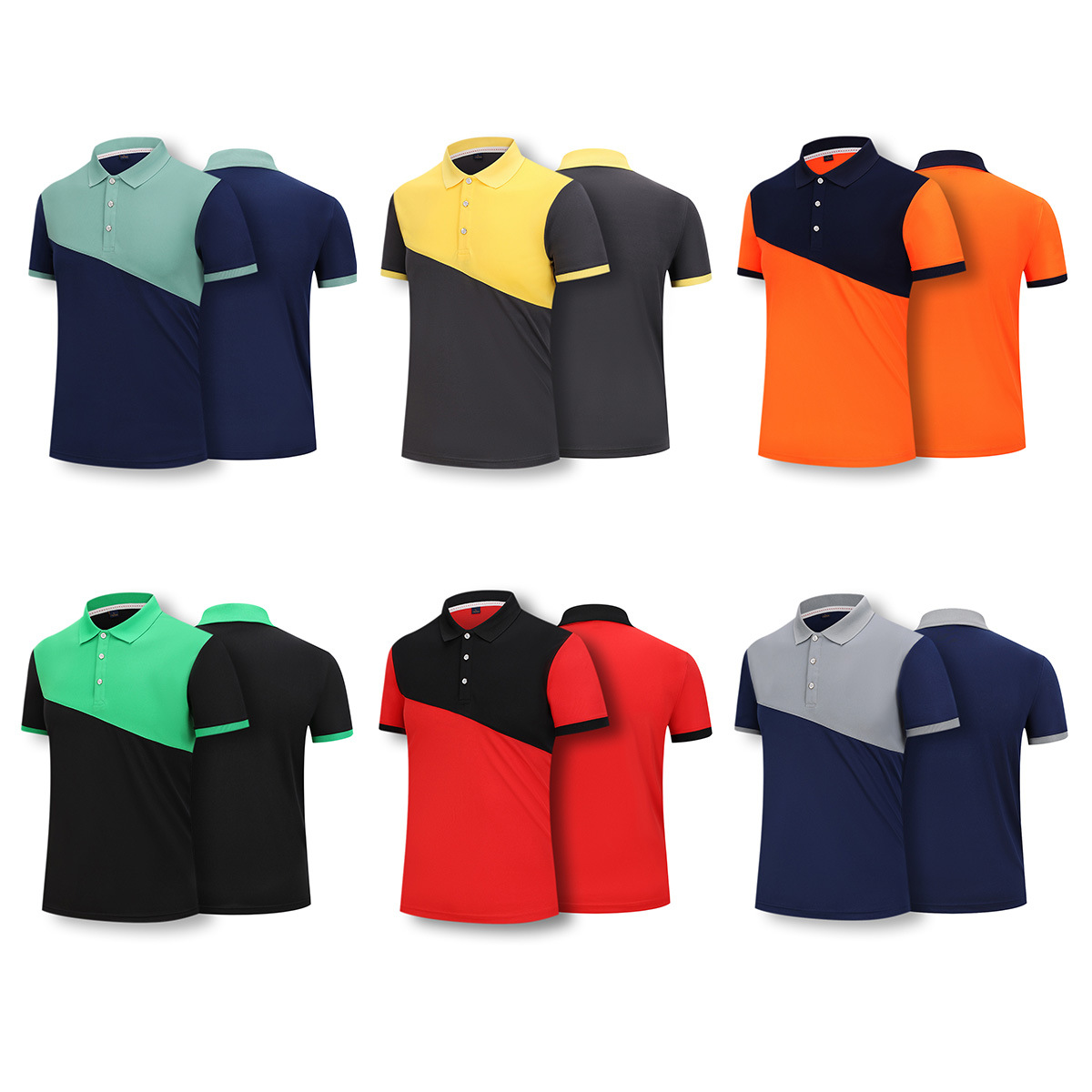Monos a juego de colores impresión personalizada ropa de trabajo bordado costura camisa de polo Camiseta de manga corta de los hombres al por mayor camisa de publicidad