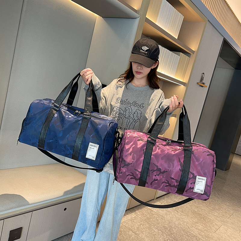 Cross-Border Portable Travel Bag with Printed Independent Shoe Compartment, Large-Capacity Sports, Swimming, and Fitness Bag with Dry and Wet Separation