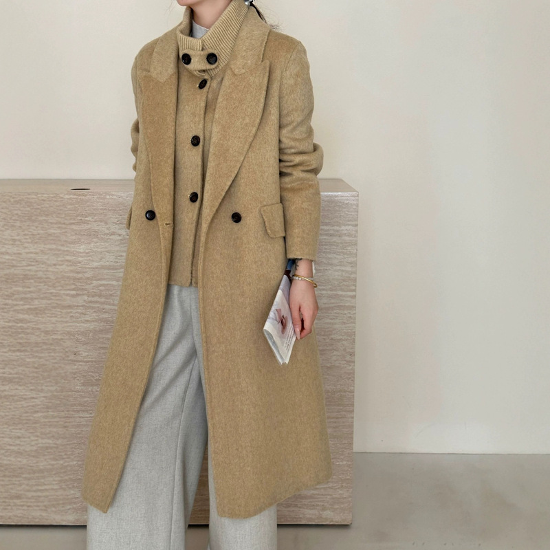 Knitted Stand-Up Collar Vest Suit Collar Extended Outwear Two-Piece Single-Breasted Two-Button Wool Outwear for Women Autumn and Winter