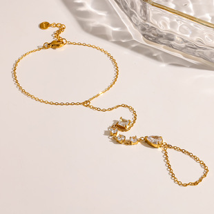�羳�����18K���P�ˮ�η���ֱ���ʯ�Bָ��朲���ɫ���Ů