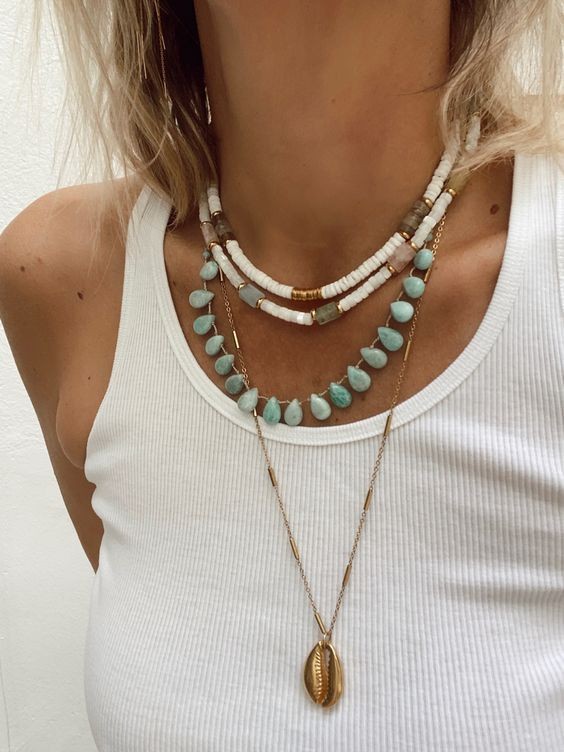 100g Weight Necklace Classification Titanium Steel Chain Material 20 PCS/Package Quantity Holiday, Travel, Daily Occasion Beaded, natural stone, Titanium Steel Material Geometric Pattern Women's Gender Beaded Design Casual, Marine Style Style Casual Marine Style Geometric Beaded Natural Stone Titanium Steel Necklace In Bulk 无