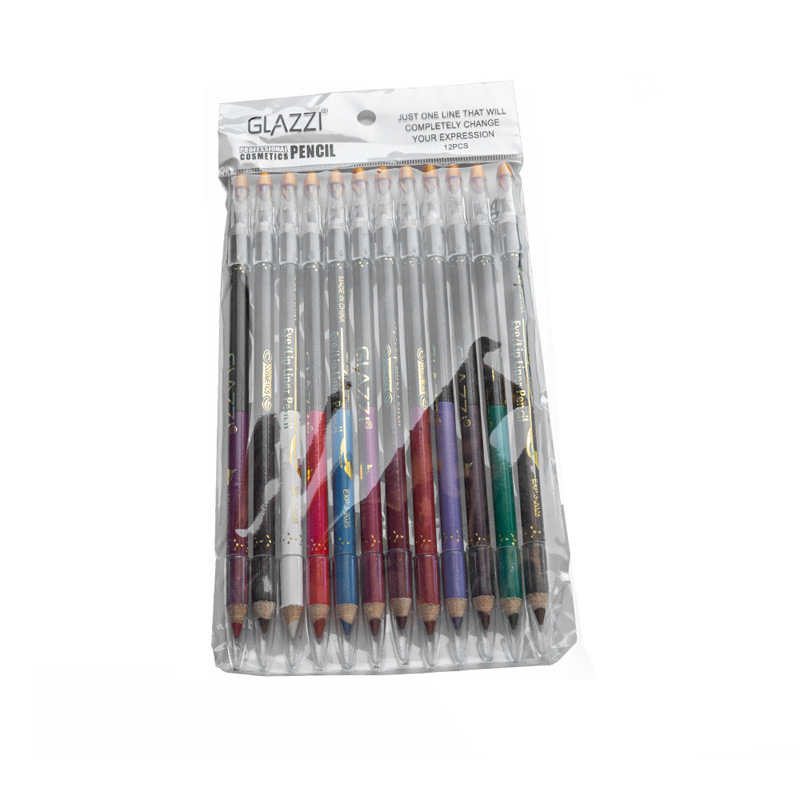 GLAZZI delineador de labios Lápiz Delineador de Ojos de doble cabeza con cuchillo cepillado impermeable lápiz de cejas maquillaje pluma maquillaje entrega de una pieza