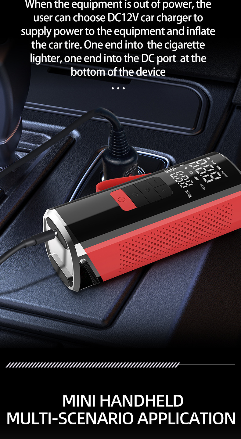 Customized 25-cylinder car air pump with automatic charging and shut-off, smart wireless portable tire, ball, and kayak inflator